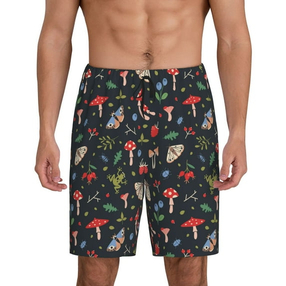 KLL Forest Flora and Insects for Men's 1-Pack Shorts,Sleep Pajama Shorts for Men Soft Pj Shorts Men's Pajama Bottoms Sleepwear -4X-Large