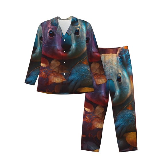 KLL Forest Koala Sleepwear Mens Flannel Pajamas,Long Cotton Pj Set