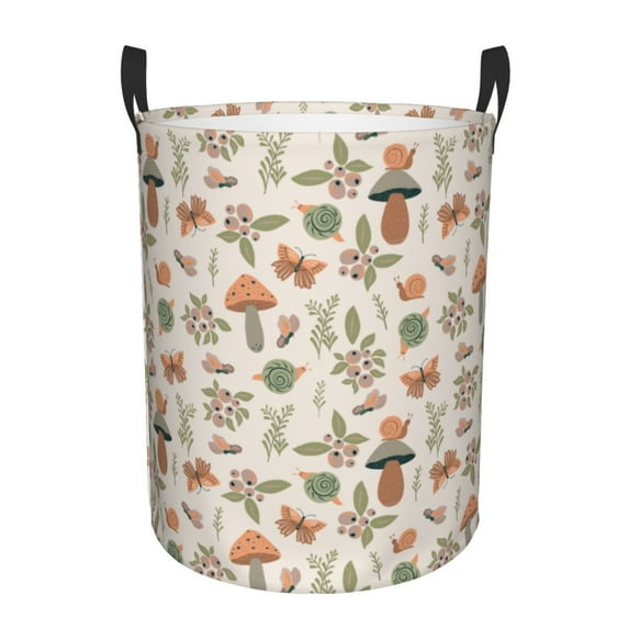 KLL Forest Mushrooms Insects Waterproof Foldable Laundry Hamper Bucket with Handles for Storage Bin,Kids Room,Home Organizer (Medium )
