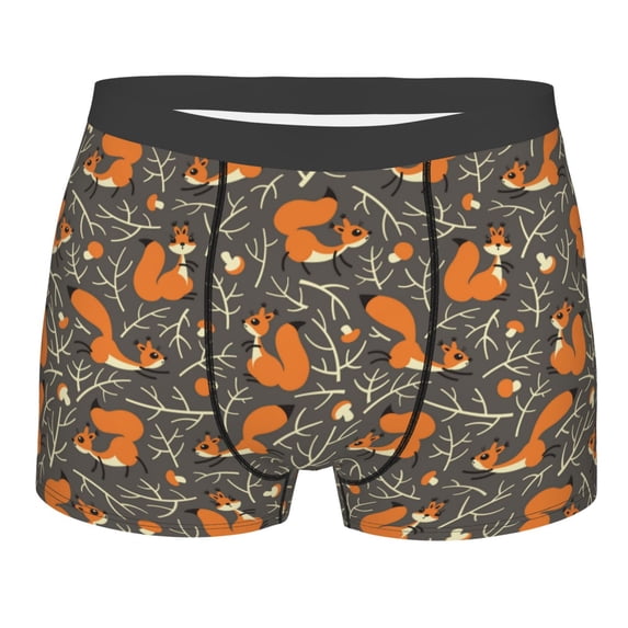 KLL Fox And Mushroom Men's Cotton Boxer Briefs Underwear-X-Large