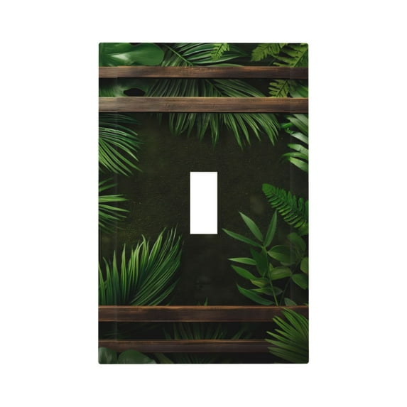 KLL Framed Greenery Wall Art Pattern Electrical Outlet Covers, 3" x 5" 1 Pack Electric Receptacle Plug Covers for Decorator Receptacle Outlet & Switch-Style T
