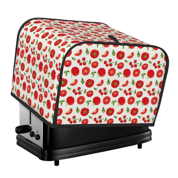 KLL Fresh Red Tomato Print 4 Slice Toaster Dust Covers Kitchen Small Appliance Cover with 2 Pockets,Can hold Jam Spreader Knife & Toaster Tongs (12.4 x 10.6 x 8.2)