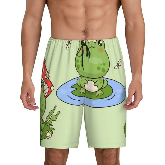 KLL Frog Amanita Mushroom for Men's 1-Pack Shorts,Sleep Pajama Shorts for Men Soft Pj Shorts Men's Pajama Bottoms Sleepwear -XX-Large