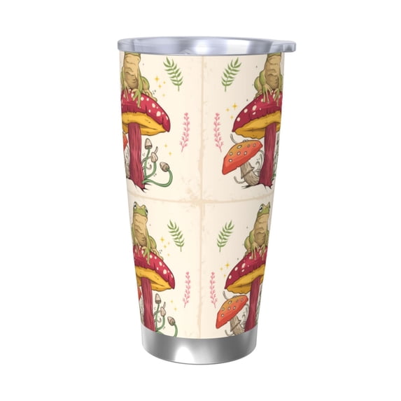 KLL Frog Sitting On Mushroom Print 40oz Stainless Steel Insulated Car Cup with Spillproof Lid - Keep Your Drink Hot or Cold on the Go-Without Straw