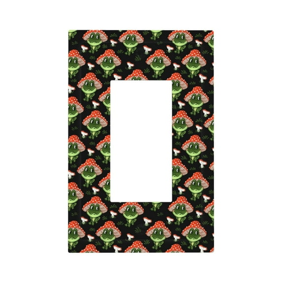 KLL Frogs In Mushroom Hats Pattern Electrical Outlet Covers, 3" x 5" 1 Pack Electric Receptacle Plug Covers for Decorator Receptacle Outlet & Switch-Style U