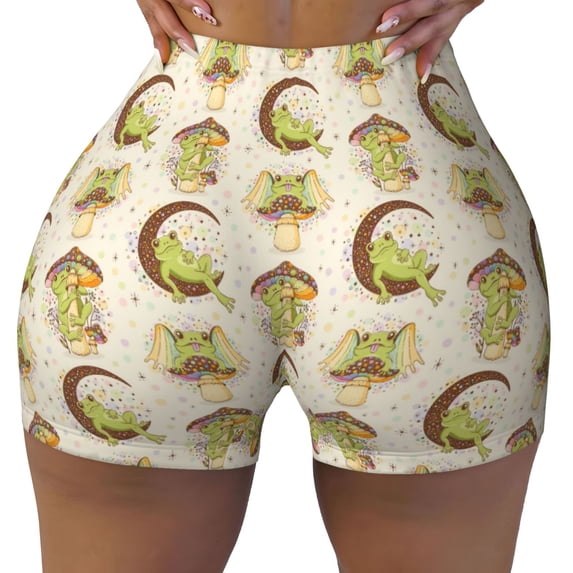 KLL Frogs Pattern Workout Shorts for Women Scrunch Short Gym Yoga Running Sport Active Exercise Fitness Shorts