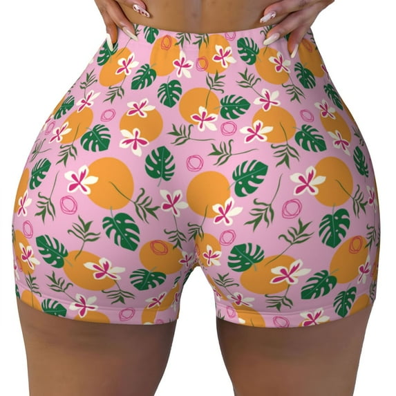 KLL Fruit Pattern Workout Shorts for Women Scrunch Short Gym Yoga Running Sport Active Exercise Fitness Shorts