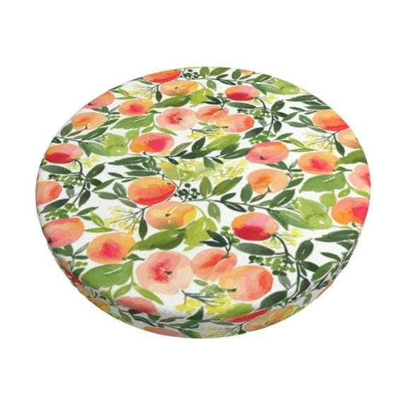 KLL Fruits Peach1 Round Bar Chair Cushion Cover 14 inch ,Bar Stool Protector with Elastic, Soft Washable
