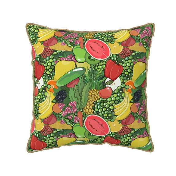 KLL Fruits Vegetables And Berries Decorative Throw Pillow Covers Velvet Soft for Couch Sofa Bedroom Living Room Outdoor (No pillow core)- 18"x18"