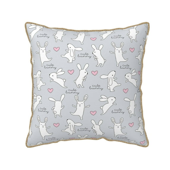 KLL Fun Rabbit Decorative Throw Pillow Covers Velvet Soft for Couch Sofa Bedroom Living Room Outdoor (No pillow core)- 20"x20"