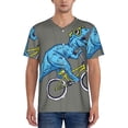 thumbnail image 1 of KLL Fun Riding Dinosaur for Men's Baseball Shirts,Short Sleeve Casual Shirts Button Down Shirt for Men Beach Summer Wedding Shirt-3X-Large, 1 of 7