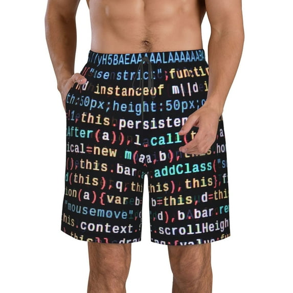 KLL Function Source Code1 Men's Casual Summer Beach Shorts Hawaiian Shorts with Pockets-XX-Large