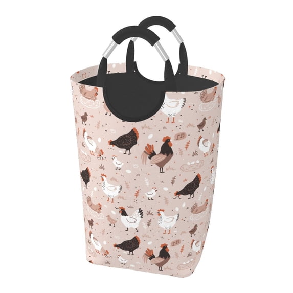 KLL Funny Chicken Laundry Hamper,Large Canvas Fabric Lightweight Storage Basket Toy Organizer Dirty Clothes Collapsible Waterproof