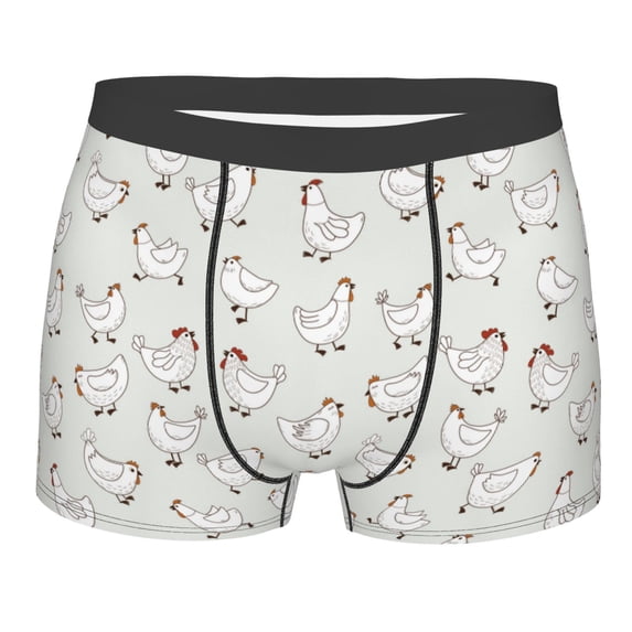 KLL Funny Chicken Men's Cotton Boxer Briefs Underwear-Medium