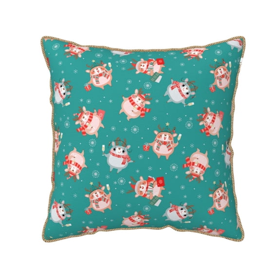 KLL Funny Christmas Deer Decorative Throw Pillow Covers Velvet Soft for Couch Sofa Bedroom Living Room Outdoor (No pillow core)- 18"x18"