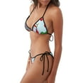 thumbnail image 1 of KLL Funny Christmas Gnome Print Bikini Set for Women,String Two Piece Halter Top Triangle Bikini Set with Tie Side Bottom Sexy Swimsuit Bathing Suits, 1 of 5