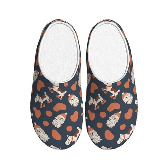 KLL Funny Dogs Pattern Adult Unisex Cozy Slippers,Fuzzy Slip-on Slippers TPR Sole Slippers Comfort Plush Home Footwear for Indoor & Outdoor-39/40