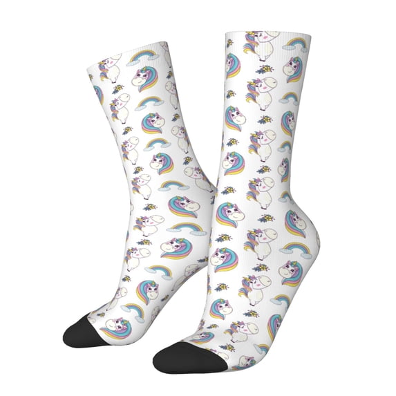 KLL Funny Kawaii Unicorns Dancing Print Cool Socks Men's Women's Crew Socks Funny Crazy Novelty Stockings