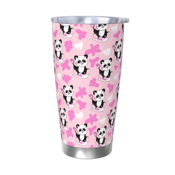 KLL Funny Panda Draws A Heart Print 40oz Stainless Steel Insulated Car Cup with Spillproof Lid - Keep Your Drink Hot or Cold on the Go-Without Straw