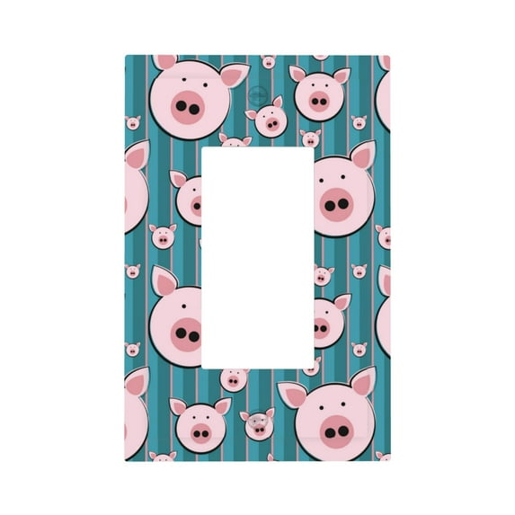KLL Funny Pig Faces Pattern Electrical Outlet Covers, 3" x 5" 1 Pack Electric Receptacle Plug Covers for Decorator Receptacle Outlet & Switch-Style U