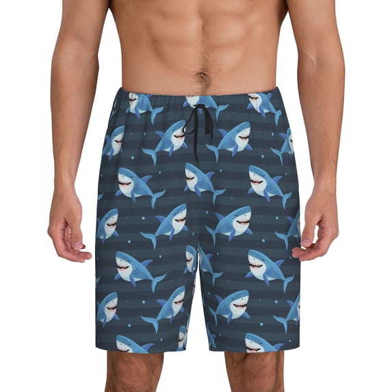 KLL Funny Sharks for Men's 1-Pack Shorts,Sleep Pajama Shorts for Men Soft Pj Shorts Men's Pajama Bottoms Sleepwear -X-Large