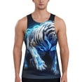 thumbnail image 1 of KLL Futuristic Blue Light White Tiger Print Men's Muscle Gym Workout Stringer Tank Tops Bodybuilding Fitness T-Shirts Tank Tops Men-4X-Large, 1 of 7