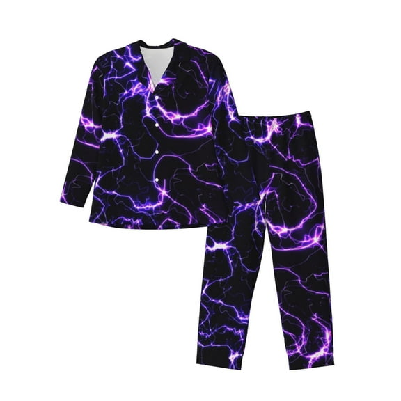 KLL Galaxy Lightning Sleepwear Mens Flannel Pajamas,Long Cotton Pj Set