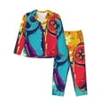 thumbnail image 1 of KLL Gaming Print Women's Long Sleeve Pajamas with Pants Sleepwear Loungewear 2 Set-Small, 1 of 8