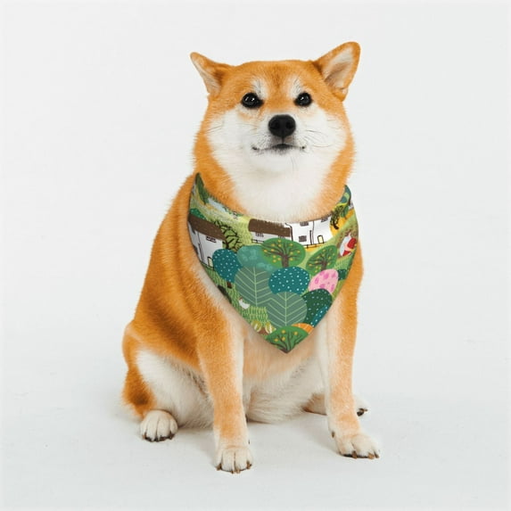 KLL Garden Farm Dog Bandanas,Triangle Reversible Pet Scarf for Small Medium Large and Extra Large Dogs-Medium
