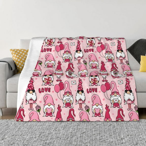 KLL Garden Gnomes Print Fleece Throw Blanket, Horizontal Fleece Bedding Cute Soft Blankets Comfy Fleece Flannel Plush Home Decor for Couch & Bed -40"x30"