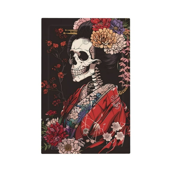 KLL Geisha Skeleton With Flowers Pattern Electrical Outlet Covers, 3" x 5" 1 Pack Electric Receptacle Plug Covers for Decorator Receptacle Outlet & Switch-Style V