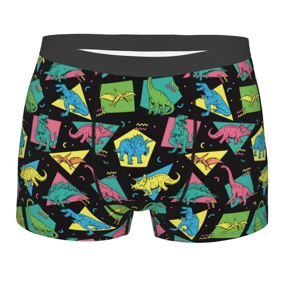 KLL Geometric Dinosaur Men's Cotton Boxer Briefs Underwear-X-Large