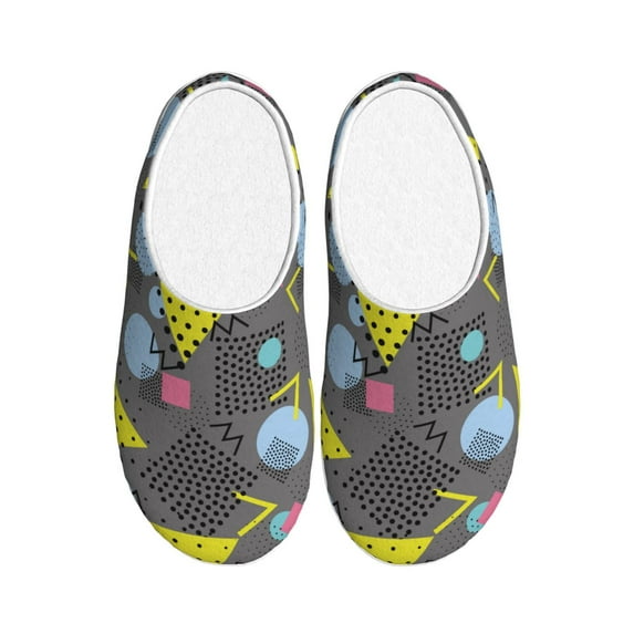 KLL Geometric Pattern Adult Unisex Cozy Slippers,Fuzzy Slip-on Slippers TPR Sole Slippers Comfort Plush Home Footwear for Indoor & Outdoor-35/36
