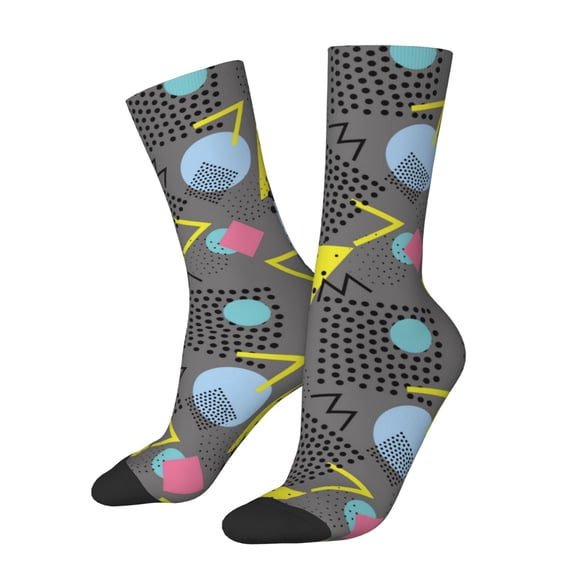 KLL Geometric Print Cool Socks Men's Women's Crew Socks Funny Crazy Novelty Stockings
