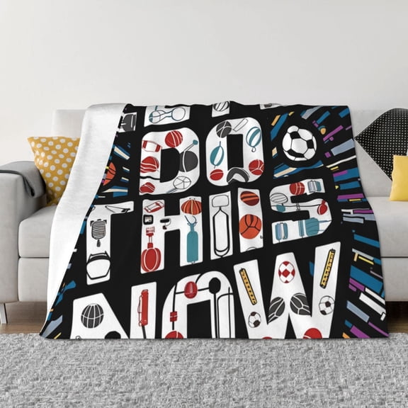 KLL Geometric Sports Energetic Burst Print Fleece Throw Blanket, Horizontal Fleece Bedding Cute Soft Blankets Comfy Fleece Flannel Plush Home Decor for Couch & Bed -60"x50"