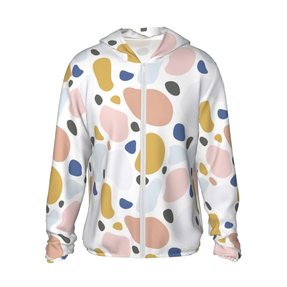 KLL Geometric Spots Print Men's Women’s UPF 50+ Sun Protection Outdoor Hoodie Jacket Long Sleeve Fishing Hiking Performance Shirt-X-Large