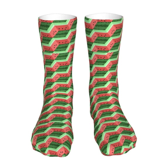 KLL Geometric Watermelon Print Womens Crew Socks Athletic Middle Tube Long Socks Novelty Socks Gifts For Men