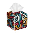 thumbnail image 1 of KLL Geometry Print Tissue Box Cover,Leather Tissue Holder Square Facial Tissue Case Facial Paper Organizer Dispenser for Bathroom, Vanity Countertop, 1 of 7