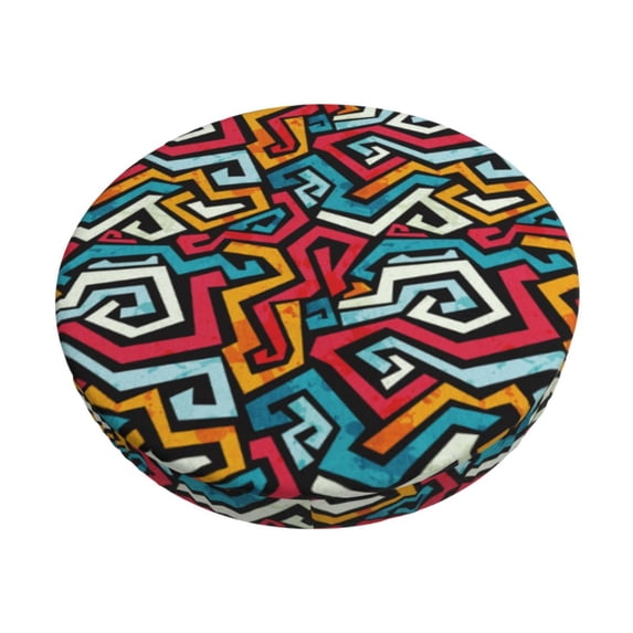 KLL Geometry Round Bar Chair Cushion Cover 14 inch ,Bar Stool Protector with Elastic, Soft Washable