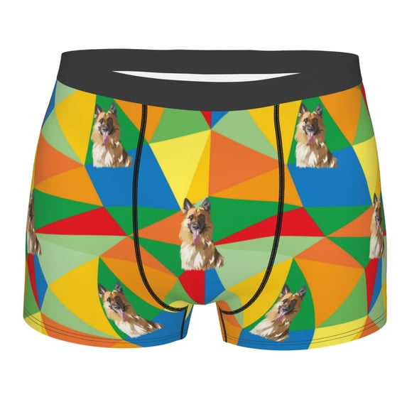 KLL German Shepherd Dog Men's Cotton Boxer Briefs Underwear-X-Large