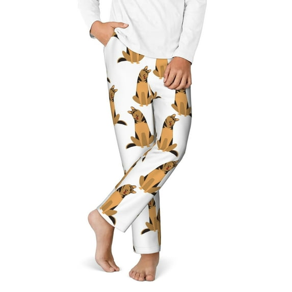 KLL German Shepherd Dog Print Boys Girls Pajama Pants,Sleep Pants Soft Elastic Waist Teens Pajama Bottoms Lounge Pants 5-16 Years-XS(5-6)