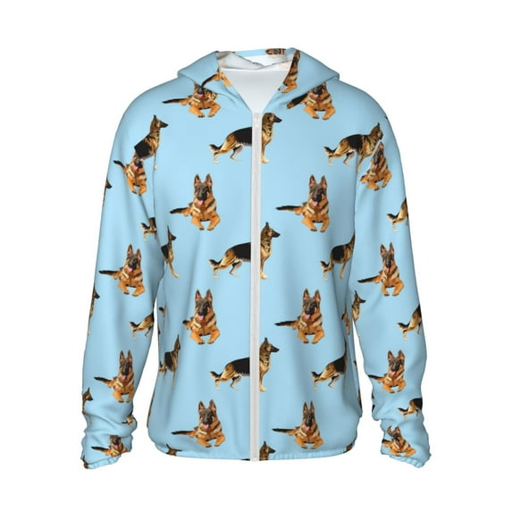 KLL German Shepherd Dog Print Men's Women’s UPF 50+ Sun Protection Outdoor Hoodie Jacket Long Sleeve Fishing Hiking Performance Shirt-3X-Large