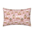 thumbnail image 1 of KLL Gingerbread Houses Pink Wonderland Pattern Silk Pillowcase for Hair and Skin Standard Size 20"X 30" Soft Breathable Pillow Covers for Sleeping, 1 of 1