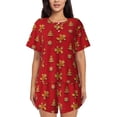 thumbnail image 1 of KLL Gingerbread Man Print Pajama Set for Women Short Sleeve Sleepwear Pjs Soft 2 Piece Lounge Sleepwear Sets-X-Large, 1 of 6