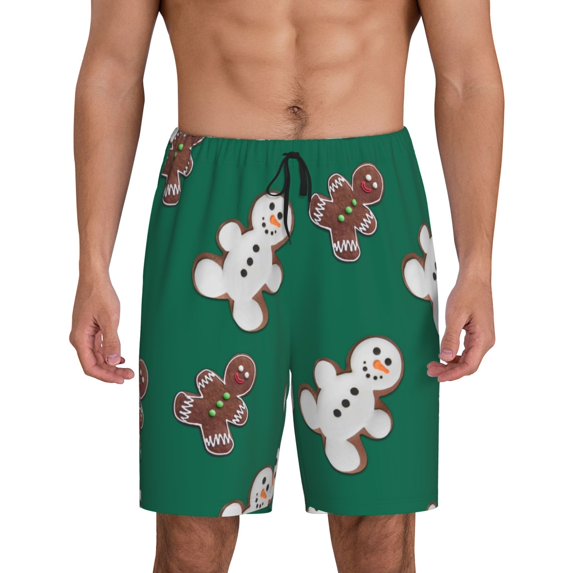 KLL Gingerbread Snowman Cookies for Men's 1-Pack Shorts,Sleep Pajama Shorts for Men Soft Pj Shorts Men's Pajama Bottoms Sleepwear -Medium