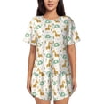 thumbnail image 1 of KLL Giraffe And Elephant Print Pajama Set for Women Short Sleeve Sleepwear Pjs Soft 2 Piece Lounge Sleepwear Sets-X-Large, 1 of 6