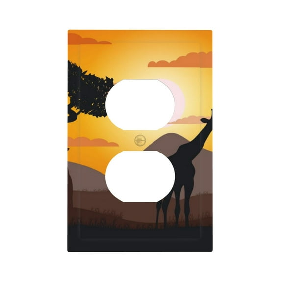 KLL Giraffes Of The African Savannah Pattern Electrical Outlet Covers, 3" x 5" 1 Pack Electric Receptacle Plug Covers for Decorator Receptacle Outlet & Switch-Style S
