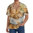 thumbnail image 1 of KLL Girl Hugging Dog Flowers Print Men's Shirt Short Sleeve Button Down Summer Cuba Beach Shirts- 4X-Large, 1 of 5