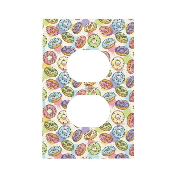 KLL Glazed Donuts Pattern Electrical Outlet Covers, 3" x 5" 1 Pack Electric Receptacle Plug Covers for Decorator Receptacle Outlet & Switch-Style S