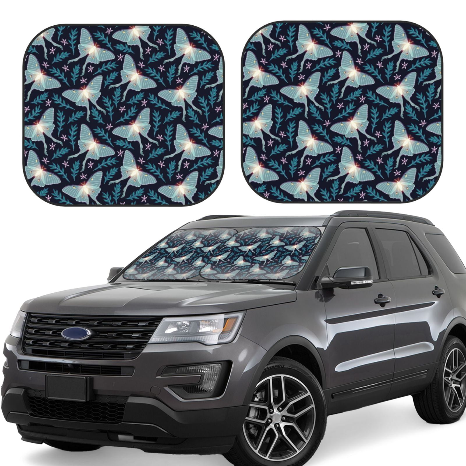 LivTee Car Windshield Sun Shade – Double Layer, 300T Polyester, Foldable, UV & Heat Protection For Small Cars, 57.08x31.5 Inch - View #8